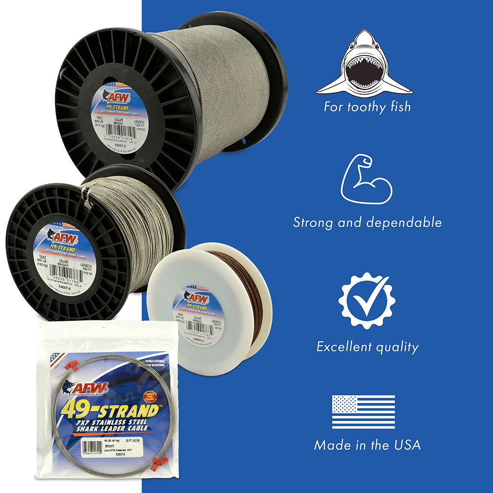 49 Strand, 7x7 Stainless Steel Shark Leader Cable, 90 lb (41 49 Strand, 7x7 Stainless Steel Shark Leader Cable, 90 lb (41